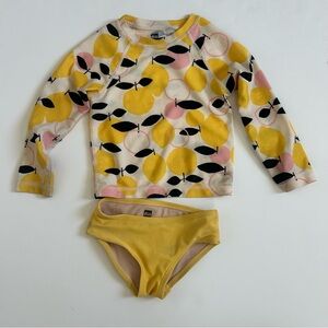 Tea Collection Lemon Long Sleeve Rash Guard and Swim Bottoms 2T